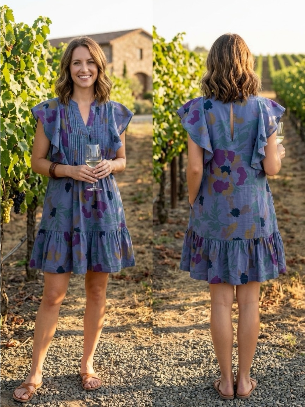 Maeve by Anthropologie Giulietta Pintucked Floral Print Ruffle Sleeve Mini Dress